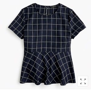 J.Crew Structured Peplum Top In Windowpane Check